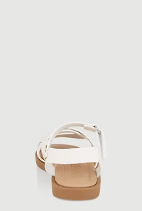 Womens Toddler Girls Woven Band Velcro Strap Sandals, White, Size 5