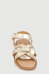 Womens Toddler Girls Woven Band Velcro Strap Sandals, Gold, Size 5