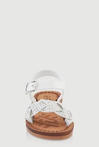 Toddler Girls Rhinestone Braided Velcro Ankle Strap Sandals