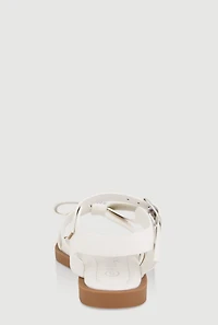 Womens Toddler Girls Bow Band Buckle Strap Sandals, White, Size 10