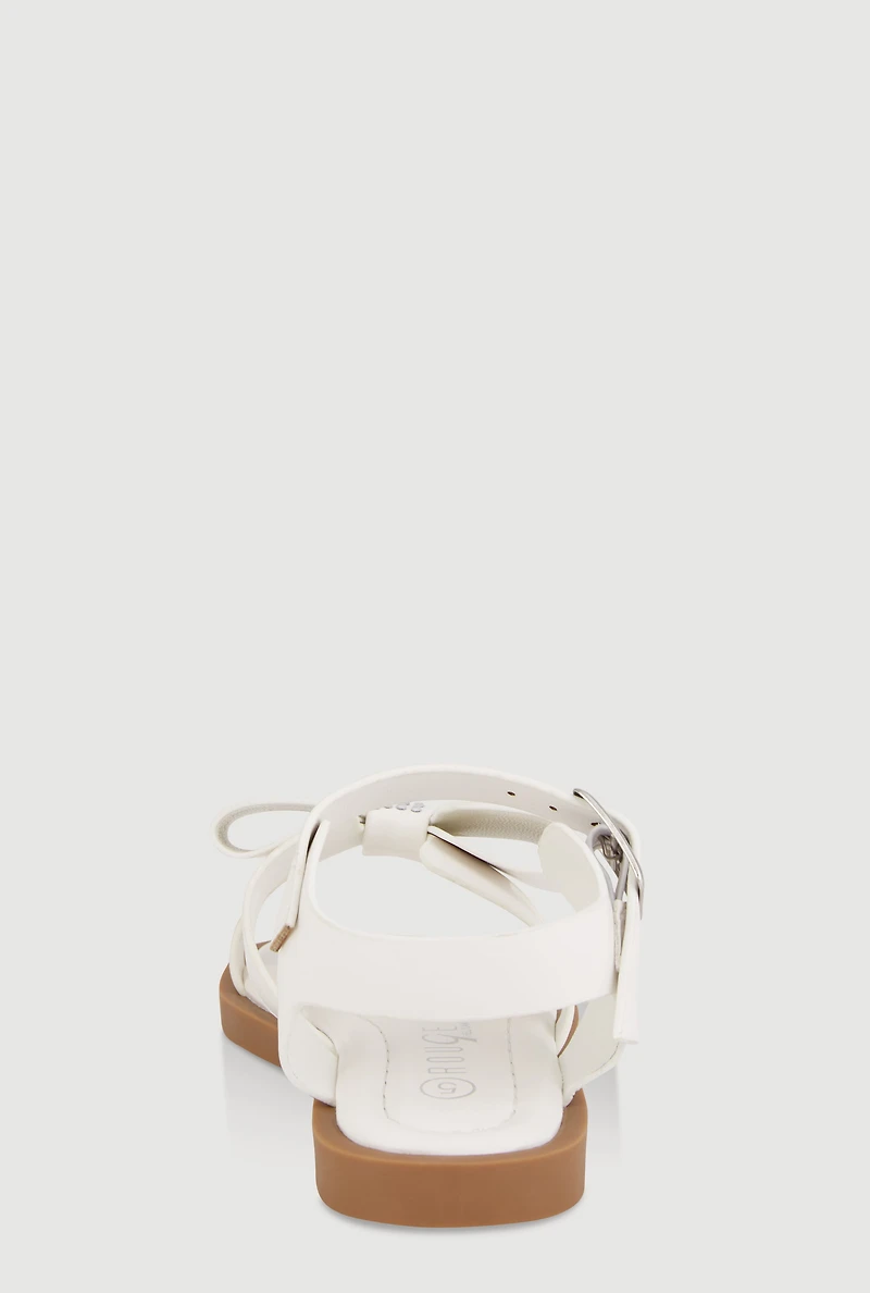 Toddler Girls Bow Band Buckle Strap Sandals