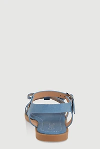 Girls Faux Leather Bow Band Ankle Strap Sandals