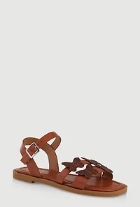 Womens Girls Glitter Butterfly Sandals, Brown, Size 1