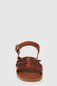 Womens Girls Glitter Butterfly Sandals, Brown, Size 1