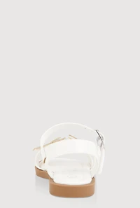 Womens Toddler Girls Glitter Butterfly Buckle Strap Sandals, White, Size 9