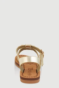 Womens Toddler Girls Flower Band Buckle Strap Sandals, Gold, Size 8