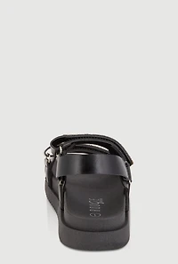 Womens Girls Rhinestone Double Velcro Strap Sandals, Black, Size 12