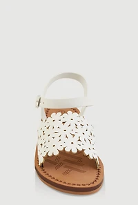 Womens Girls Flower Cut Out Band Sandals, White, Size 11