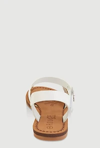 Womens Girls Flower Cut Out Band Sandals, White, Size 11