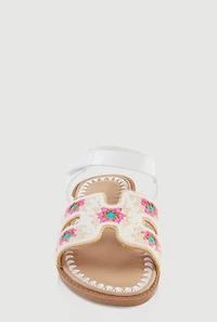 Womens Girls Crochet Band Velcro Ankle Strap Sandals, Multi, Size 2