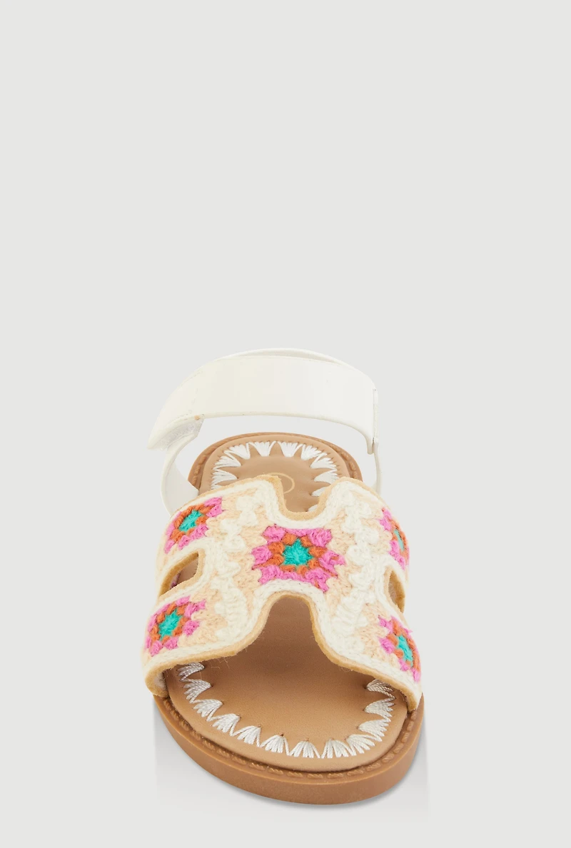 Womens Toddler Girls Boho H Band Velcro Strap Sandals, Multi, Size 9