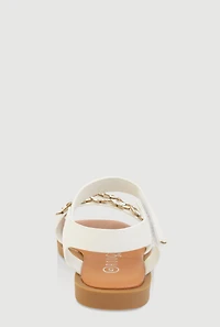 Toddler Girls Studded Flower Band Velcro Strap Sandals