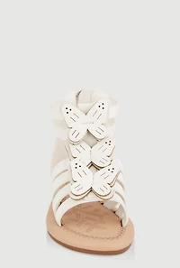 Womens Toddler Girls Butterfly Zip Back Gladiator Sandals, White, Size 8
