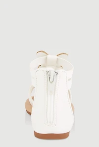 Womens Toddler Girls Butterfly Zip Back Gladiator Sandals, White, Size 9