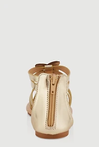 Womens Girls Butterfly Zip Back Gladiator Sandals, Gold, Size 3