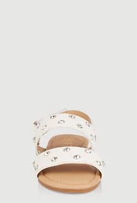 Womens Toddler Girls Rhinestone Studded Velcro Strap Sandals, White, Size 7