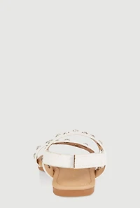 Womens Toddler Girls Rhinestone Studded Velcro Strap Sandals, White, Size 7