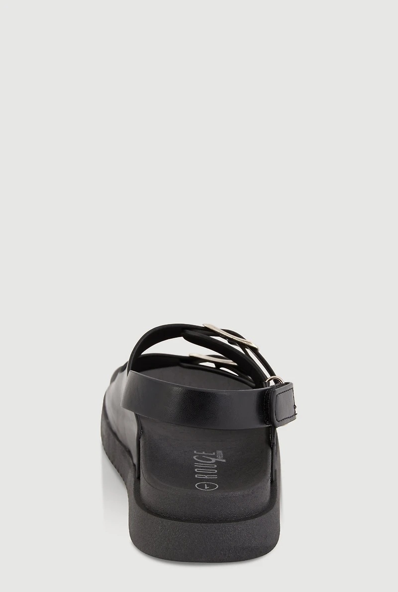 Girls Double Buckle Band Footbed Sandals