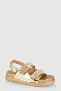 Girls Double Buckle Band Footbed Sandals
