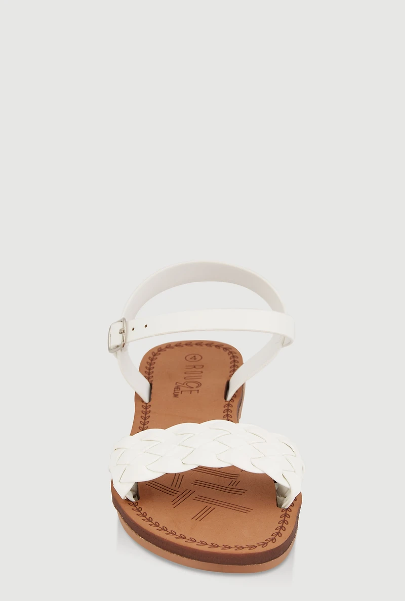 Girls Braided Band Buckle Strap Sandals