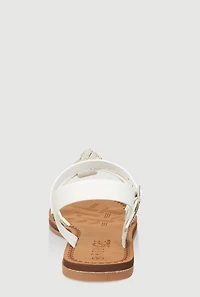 Girls Rhinestone Studded Twist Band Ankle Strap Sandals