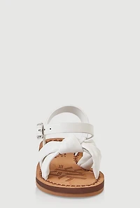 Womens Toddler Girls Knot Band Ankle Velcro Strap Sandals, White, Size 5