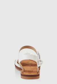 Womens Girls Knot Band Ankle Strap Sandals, White, Size 2
