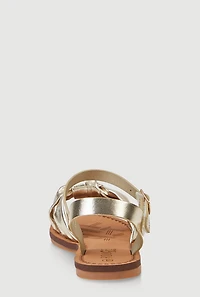 Womens Girls Knot Band Ankle Strap Sandals, Gold,