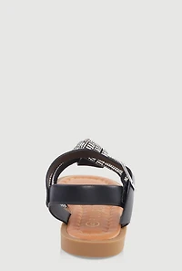 Womens Toddler Girls Rhinestone Studded Knot Band Ankle Strap Sandals,