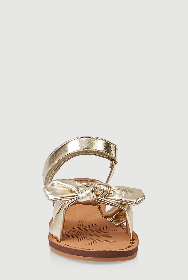 Womens Girls Bow Knot Band Velcro Strap Sandals,