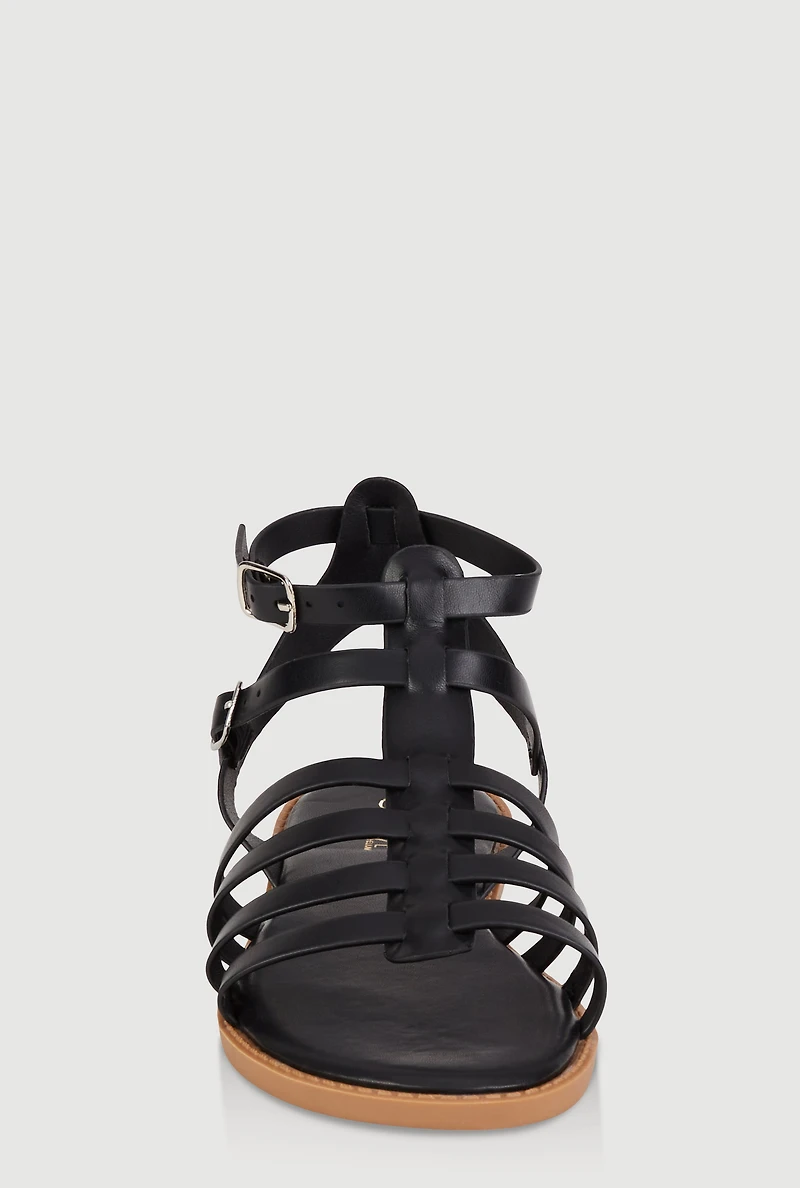 Womens Girls Double Buckle Gladiator Sandals,