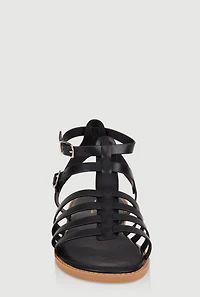 Womens Girls Double Buckle Gladiator Sandals,