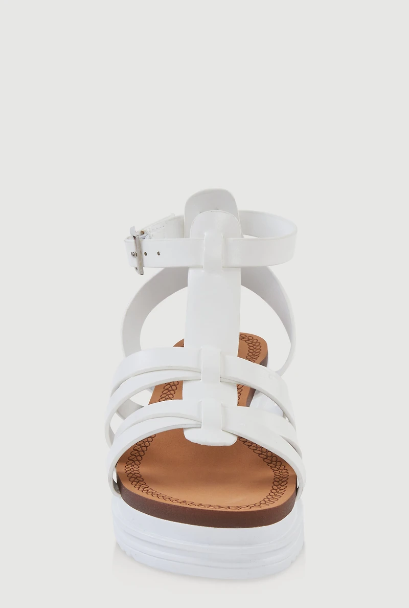 Womens Girls Platform Fisherman Sandals, White, Size 3