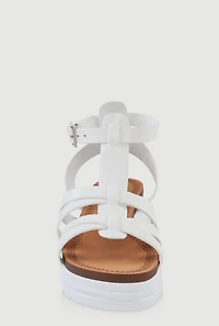 Womens Girls Platform Fisherman Sandals, White, Size 3