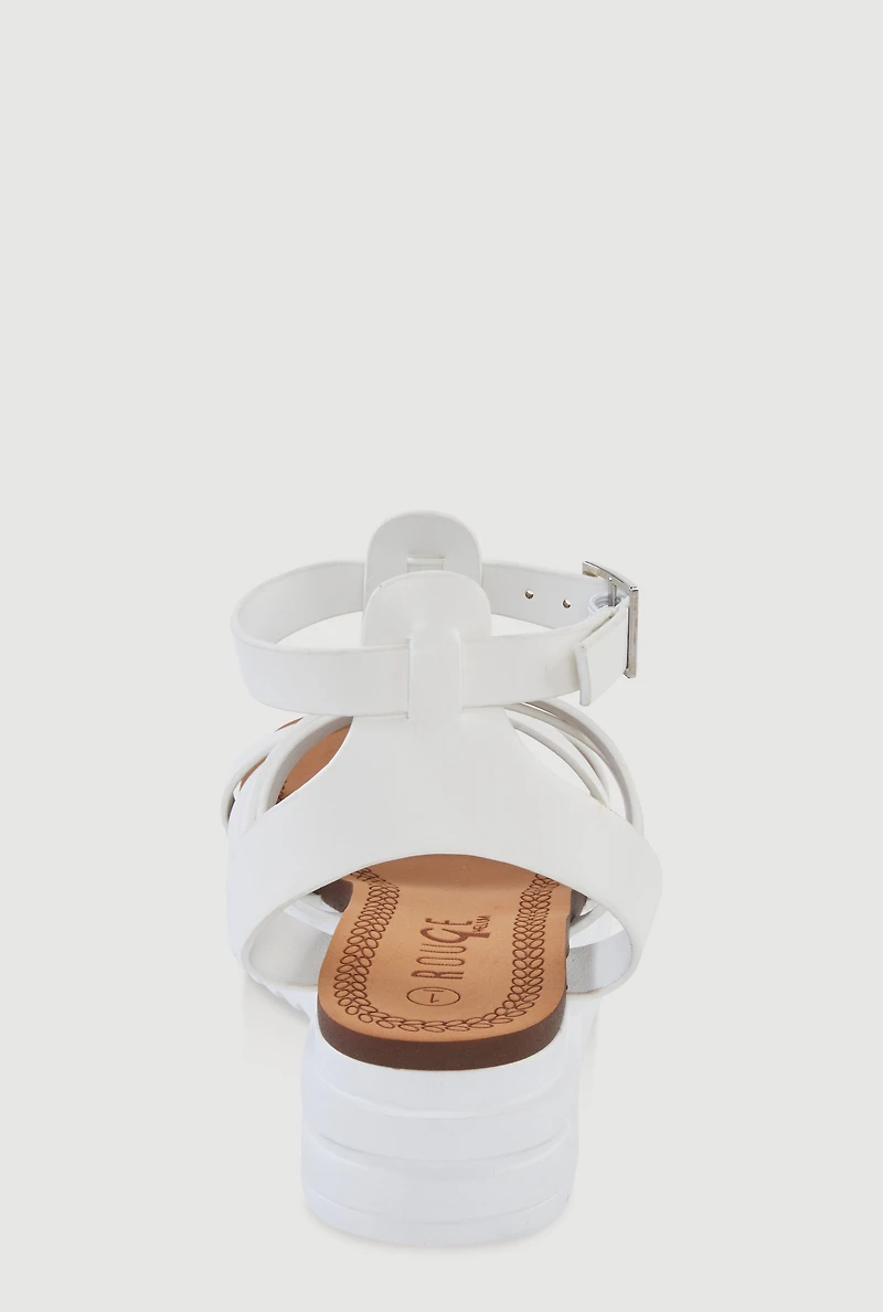 Womens Girls Platform Fisherman Sandals, White, Size 3