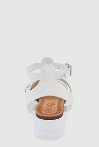 Womens Girls Platform Fisherman Sandals, White, Size 3