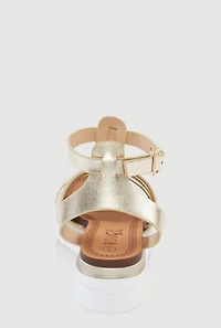 Womens Girls Platform Fisherman Sandals, Gold,