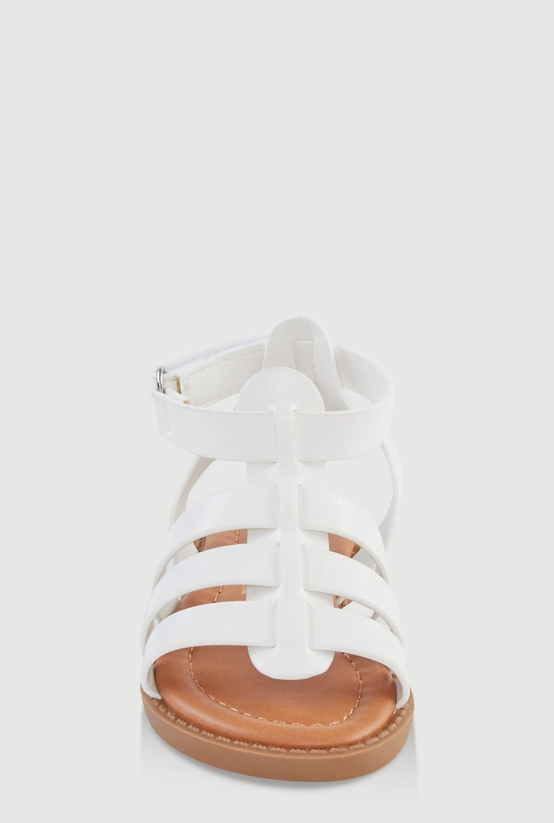 Womens Toddler Girls Velcro Strap Fisherman Sandals, White, Size 6