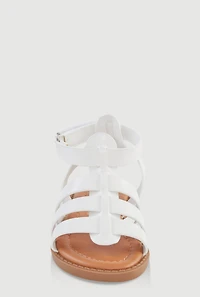 Womens Toddler Girls Velcro Strap Fisherman Sandals, White, Size 6