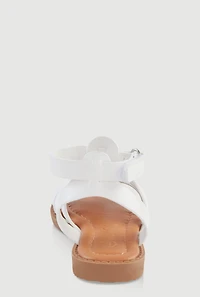 Womens Toddler Girls Velcro Strap Fisherman Sandals, White, Size 6