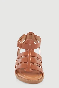 Womens Toddler Girls Velcro Strap Fisherman Sandals, Brown, Size 6