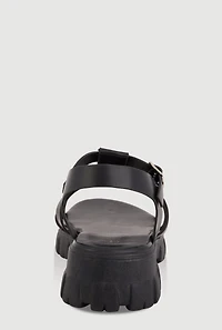 Womens Girls Open Toe Fisherman Sandals, Black, Size 1