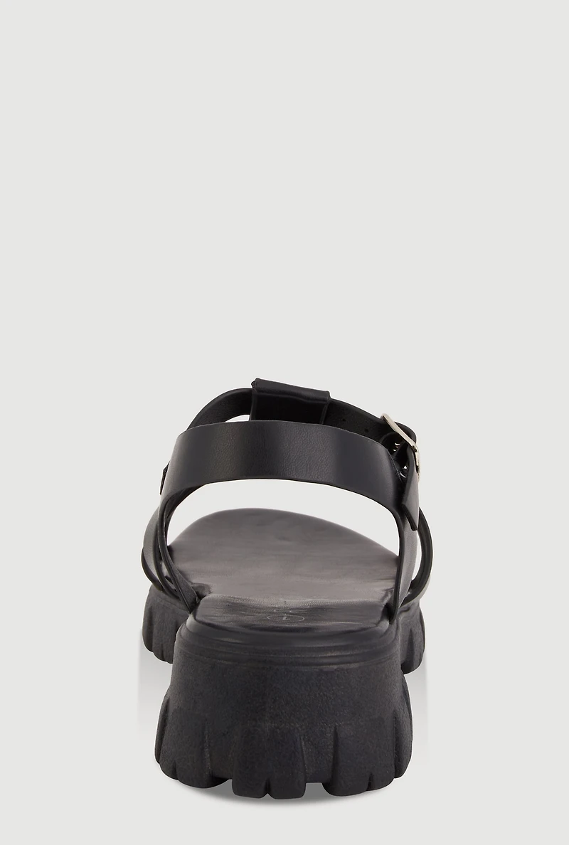 Womens Girls Open Toe Fisherman Sandals, Black, Size 11