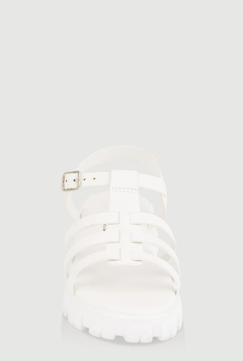 Womens Girls Open Toe Fisherman Sandals, White, Size 13