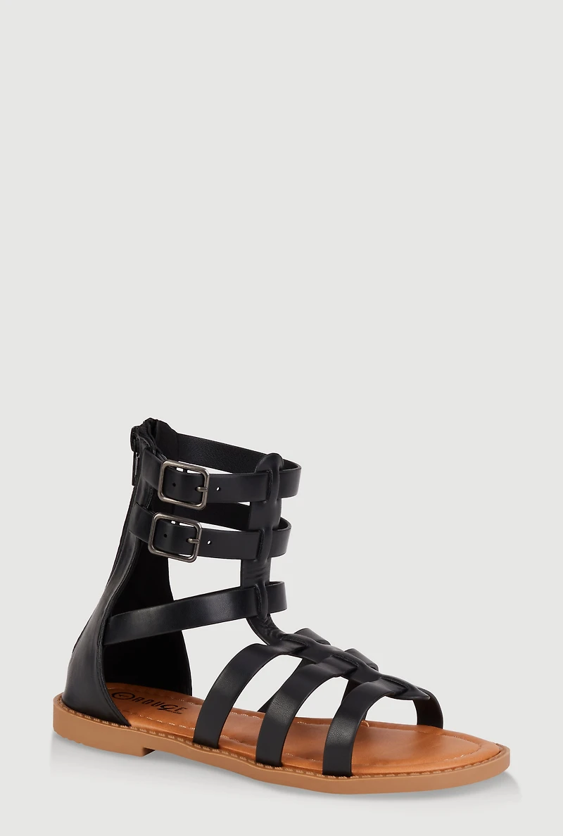 Womens Girls Buckle Strap Gladiator Sandals,