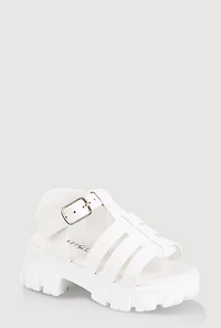 Womens Toddler Girls Open Toe Fisherman Sandals, White, Size 7