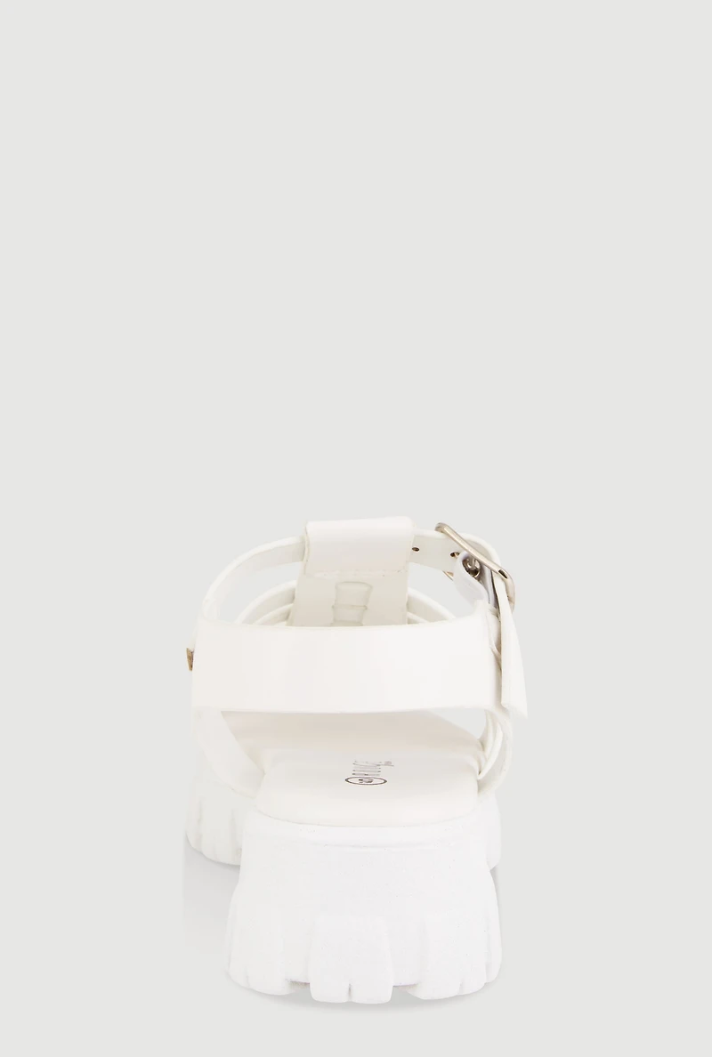 Womens Toddler Girls Open Toe Fisherman Sandals, White, Size 7