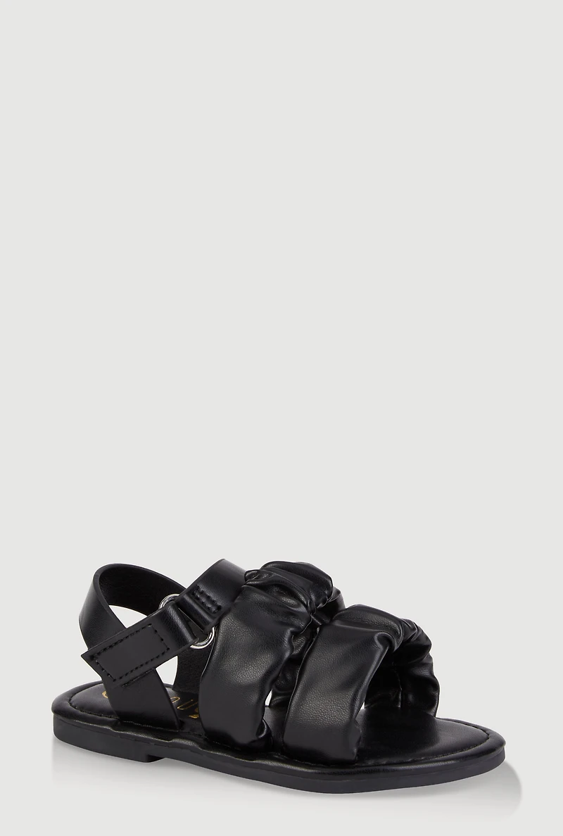 Womens Toddler Girls Ruched Band Ankle Strap Sandals, 6