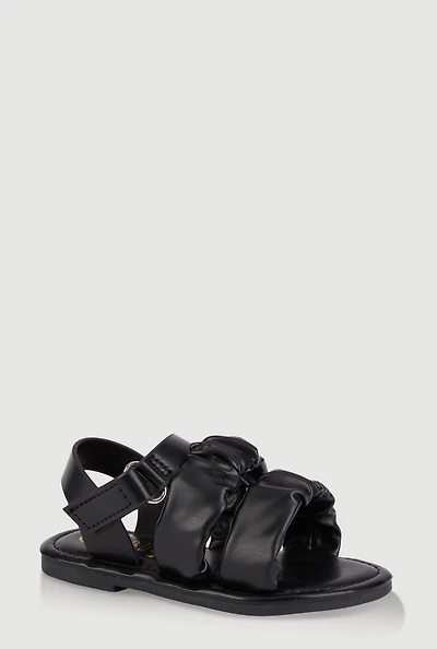 Womens Toddler Girls Ruched Band Ankle Strap Sandals, 6