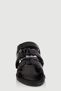 Womens Toddler Girls Ruched Band Ankle Strap Sandals, Black,